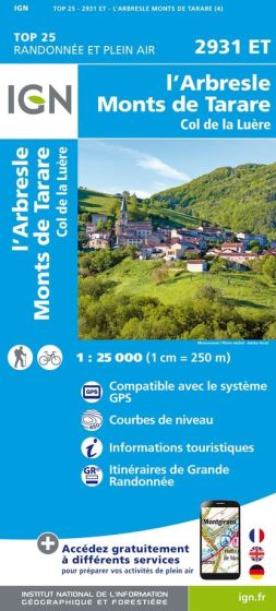 IGN Top 25 - L'Arbresle / Monts de Tarare / Col de la Luère