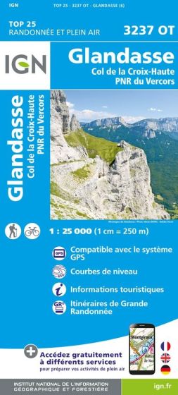 IGN Top 25 - Glandasse / Col de la Croix-Haute / PNR du Vercors