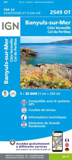 IGN Top 25 - Banyuls-sur-Mer /  Côte Vermeille / Col du Perthus