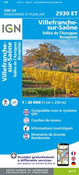 IGN Top 25 - Villefranche-sur-Saône / Vallée de l'Azergues/Beaujolais