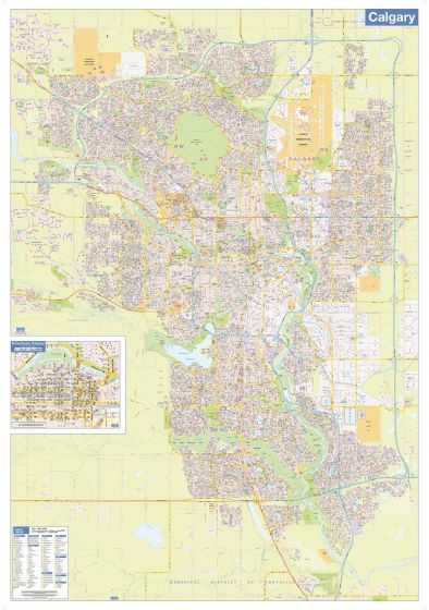 Calgary Wall Map - Street Detail - Large Map