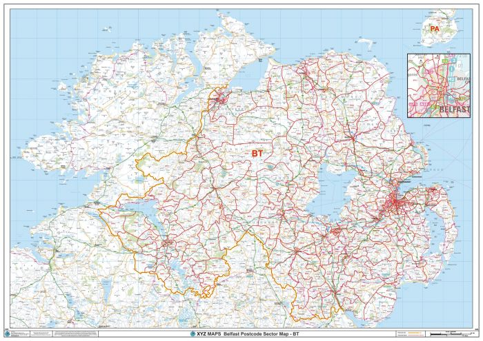 Belfast - BT - Postcode Wall Map