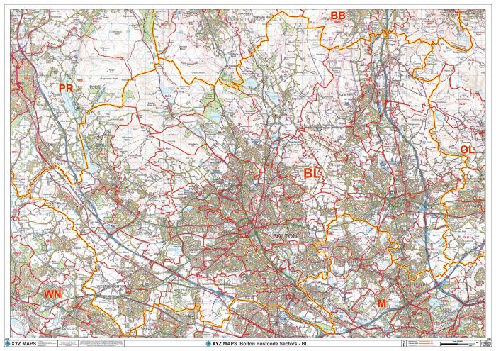 Bolton - BL - Postcode Wall Map