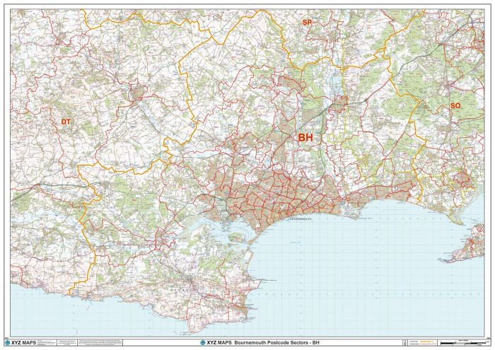 Bournemouth - BH - Postcode Wall Map