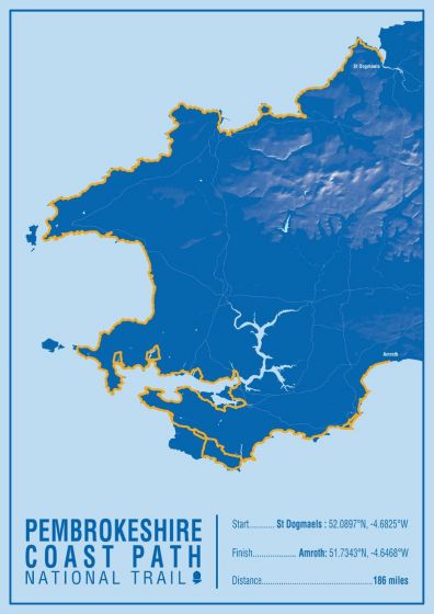 Pembrokeshire Coast Path National Trail Map Print Map