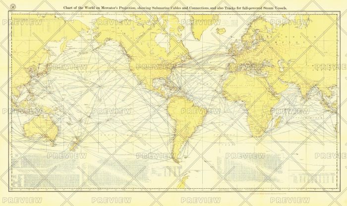 Chart of the World on Mercator's Projection - Published 1905 Map