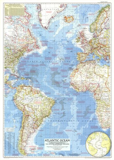 Atlantic Ocean  -  Published 1955 Map