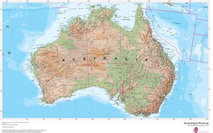 Australasia Physical Map