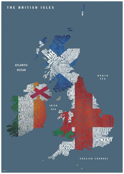 Graphic Map UK - flags Map