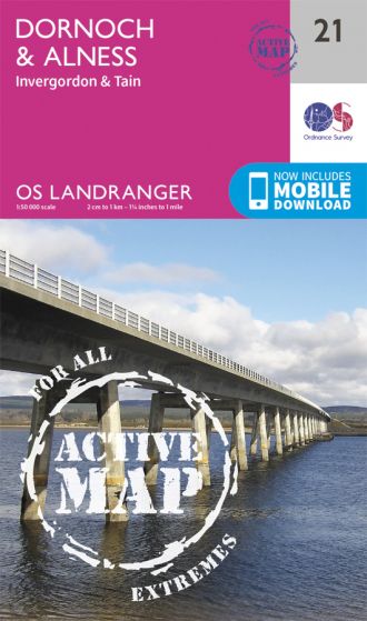 OS Landranger Active - 21 - Dornoch & Alness, Invergordon & Tain