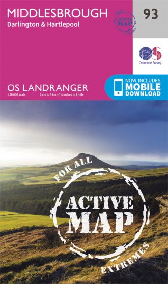 OS Landranger Active - 93 - Middlesbrough, Darlington & Hartlepool