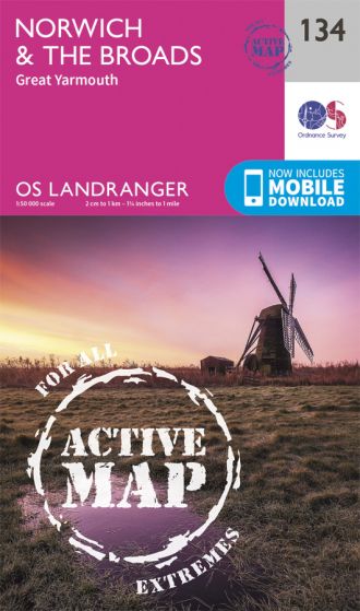 OS Landranger Active - 134 - Norwich & The Broads, Great Yarmouth