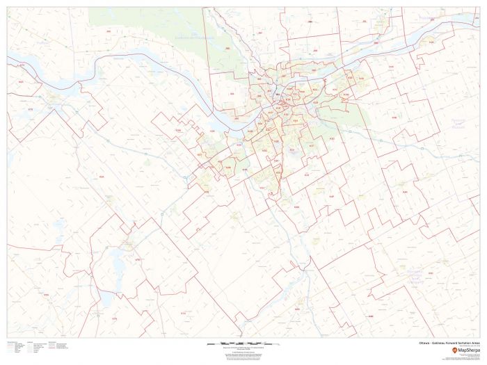 Greater Ottawa - Gatineau Postal Code Forward Sortation Areas Map