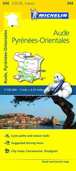 Michelin Local Map - 344-Aude, Pyrenees-Orientales