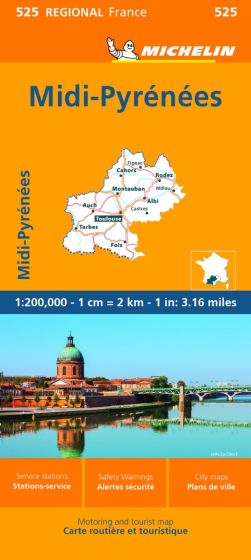 Michelin Regional Map - 525-Midi-Pyrenees